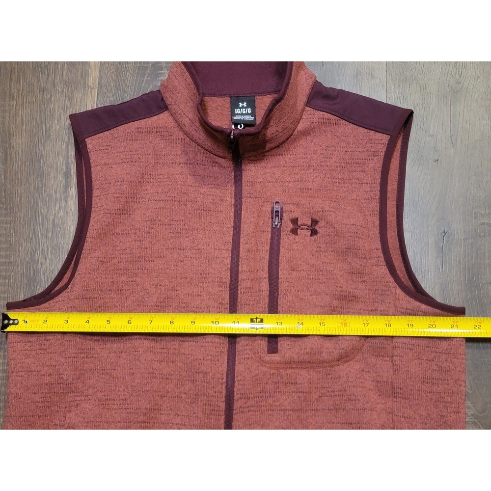 Under Armour‎ Mens Vest Large LG Full Zip Sleeveless Jacket Maroon Fleece Top - Picture 2 of 7